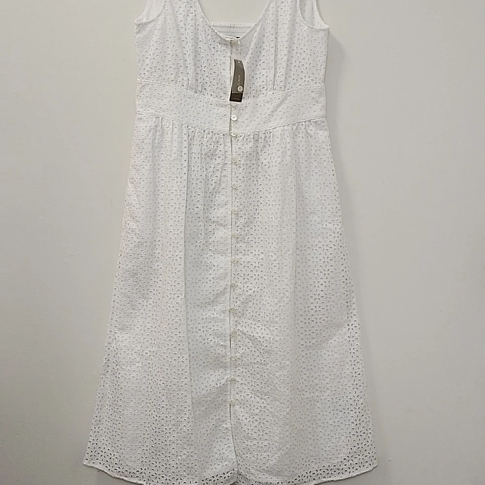 NWT J.Crew Eyelet Button-Front Sleeveless Midi Dress Size 8 - Picture 4 of 16